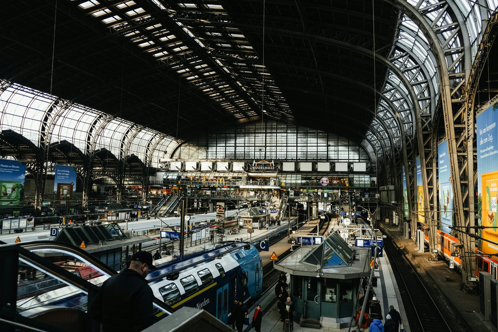 European train station area — many Copenhagen cheap hotels cluster near Central Station for transport convenience