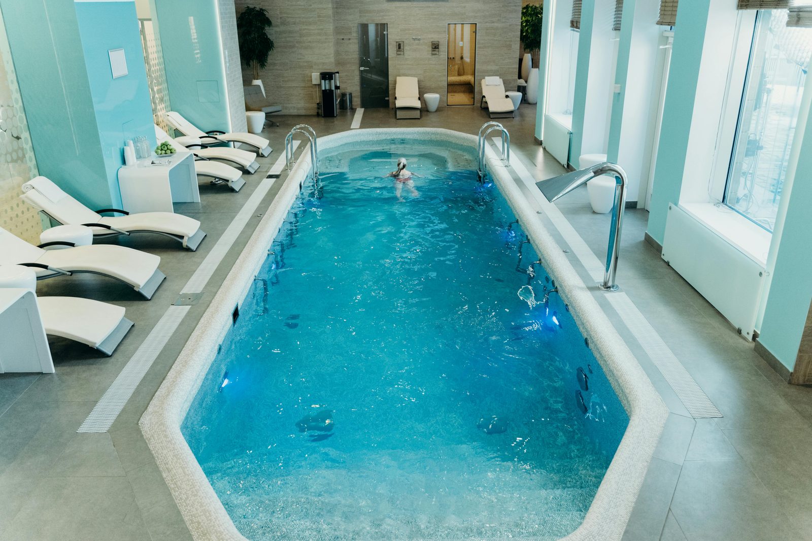 Spa wellness pool with steam atmosphere — Copenhagen has multiple modern Nordic spas perfect for rainy days