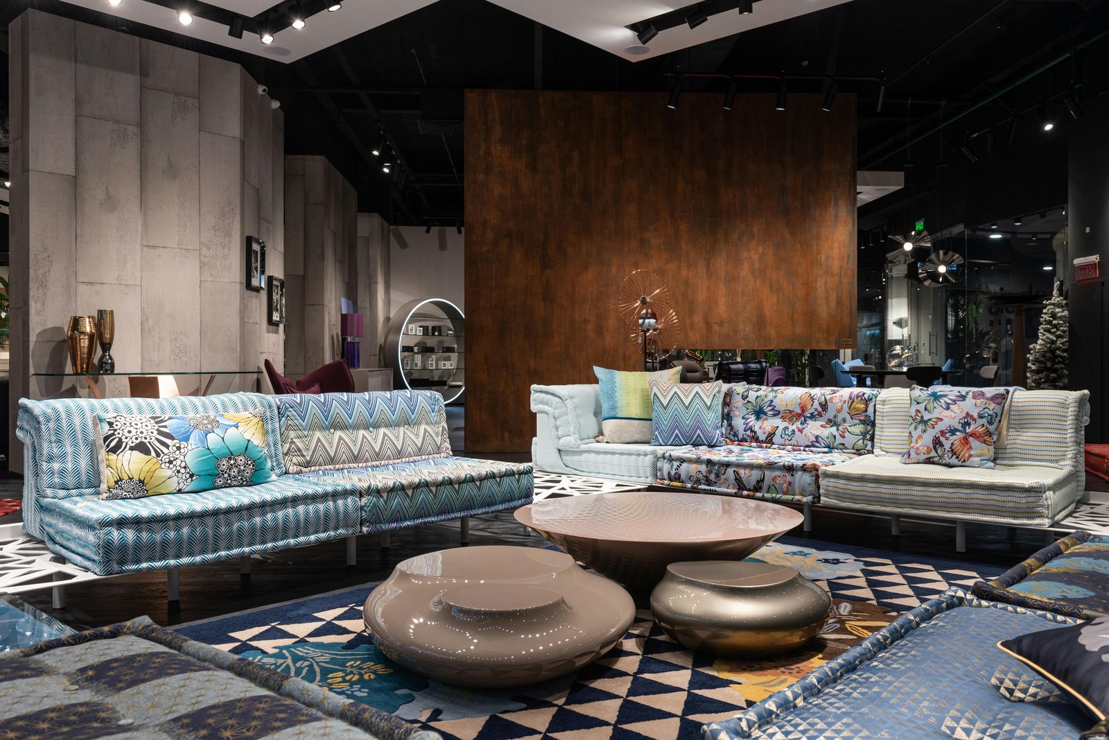 Comfortable modern Scandinavian living room with designer sofas and coffee tables — Copenhagen's Danish design shopping is the best reason to ship a suitcase home