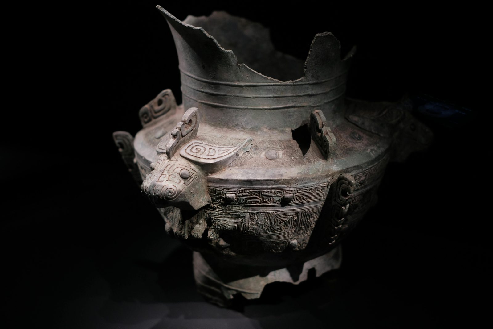 Intricate ancient bronze vessel with decorative patterns on display — the National Museum's Bronze Age gallery includes the world-famous Sun Chariot of Trundholm