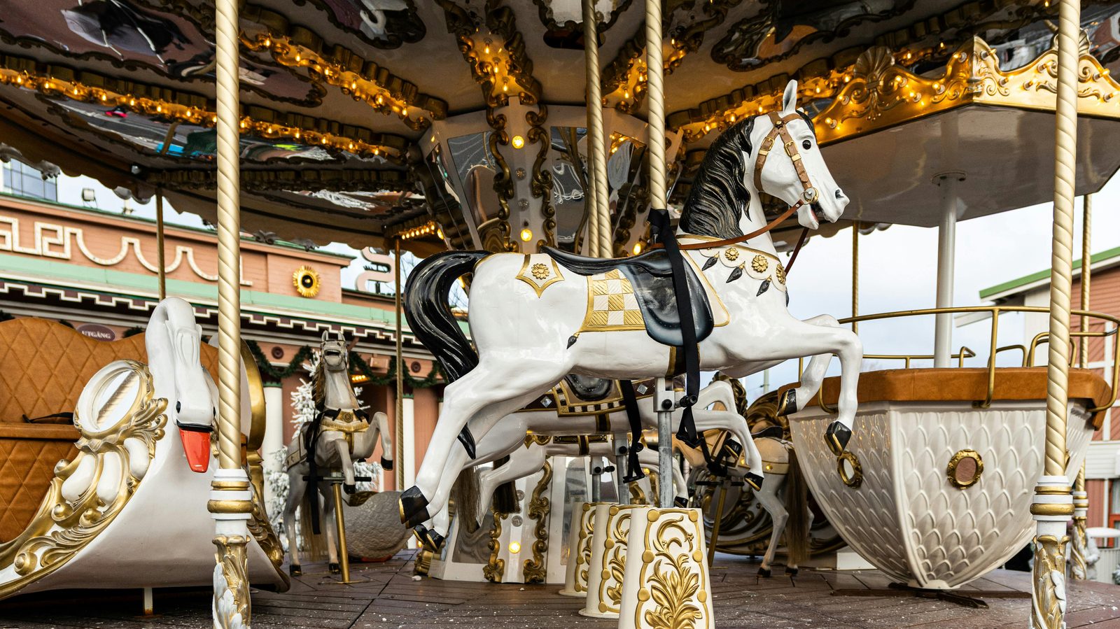 Beautifully preserved early-1900s carousels at Bakken amusement park