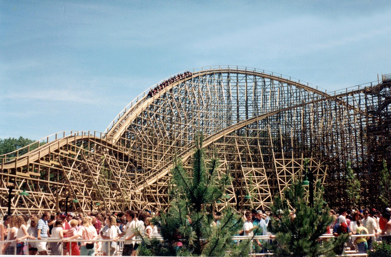 The 1932 Rutchebanen wooden roller coaster at Bakken, a listed Danish historic monument