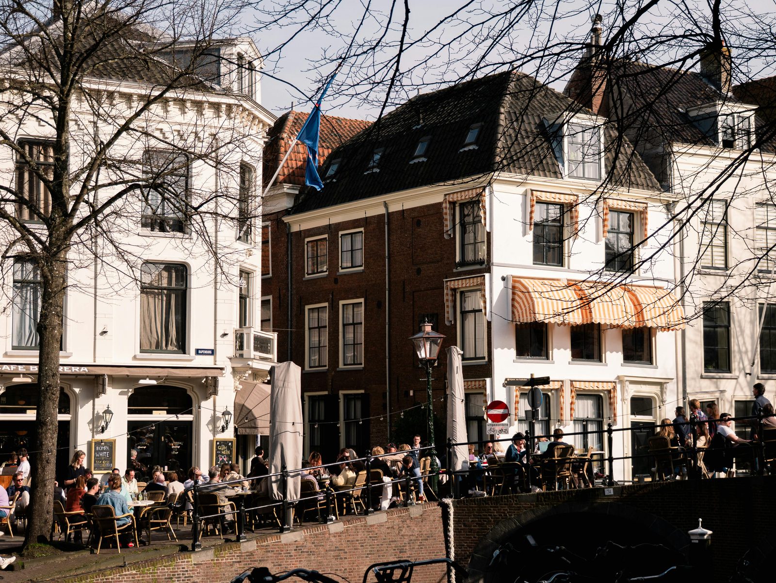 Outdoor cafe spring sunny — Copenhagen cafe terraces open April-May with the first warm days and abundant outdoor seating