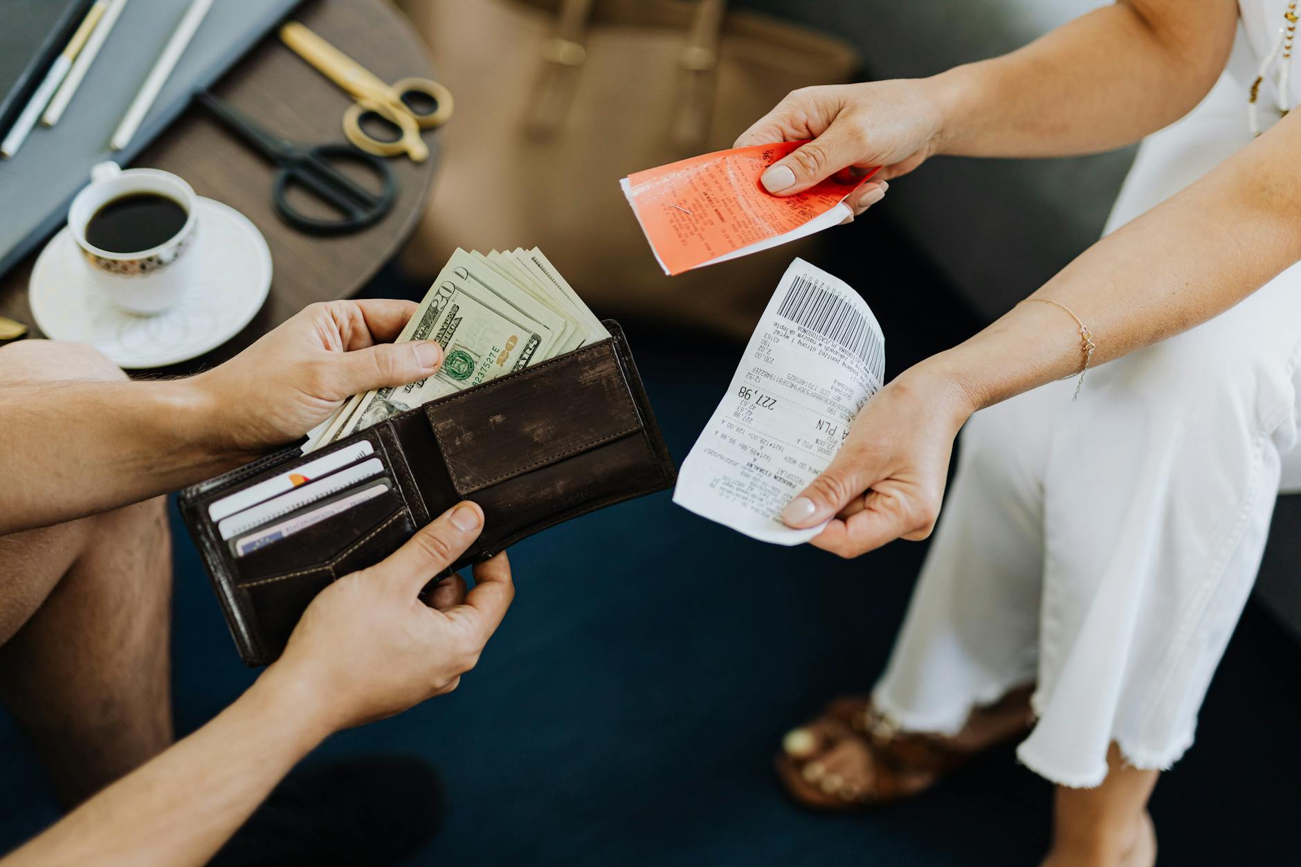 Settling the bill in a Copenhagen restaurant