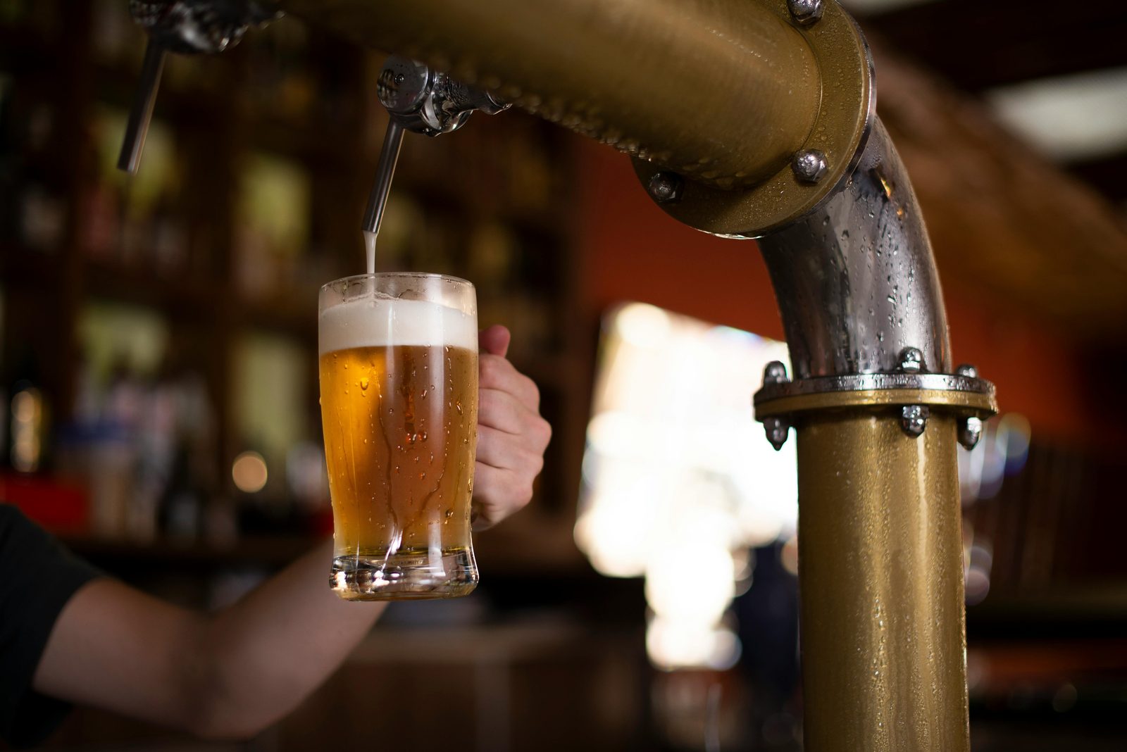 Craft beer bar with tap glasses — Mikkeller, Brus, and Empirical Spirits anchor Copenhagen's craft beer street food pairing scene