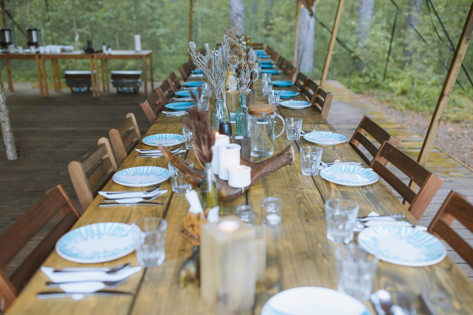 Communal long table dining outdoor — Copenhagen street food encourages communal seating and shared meals
