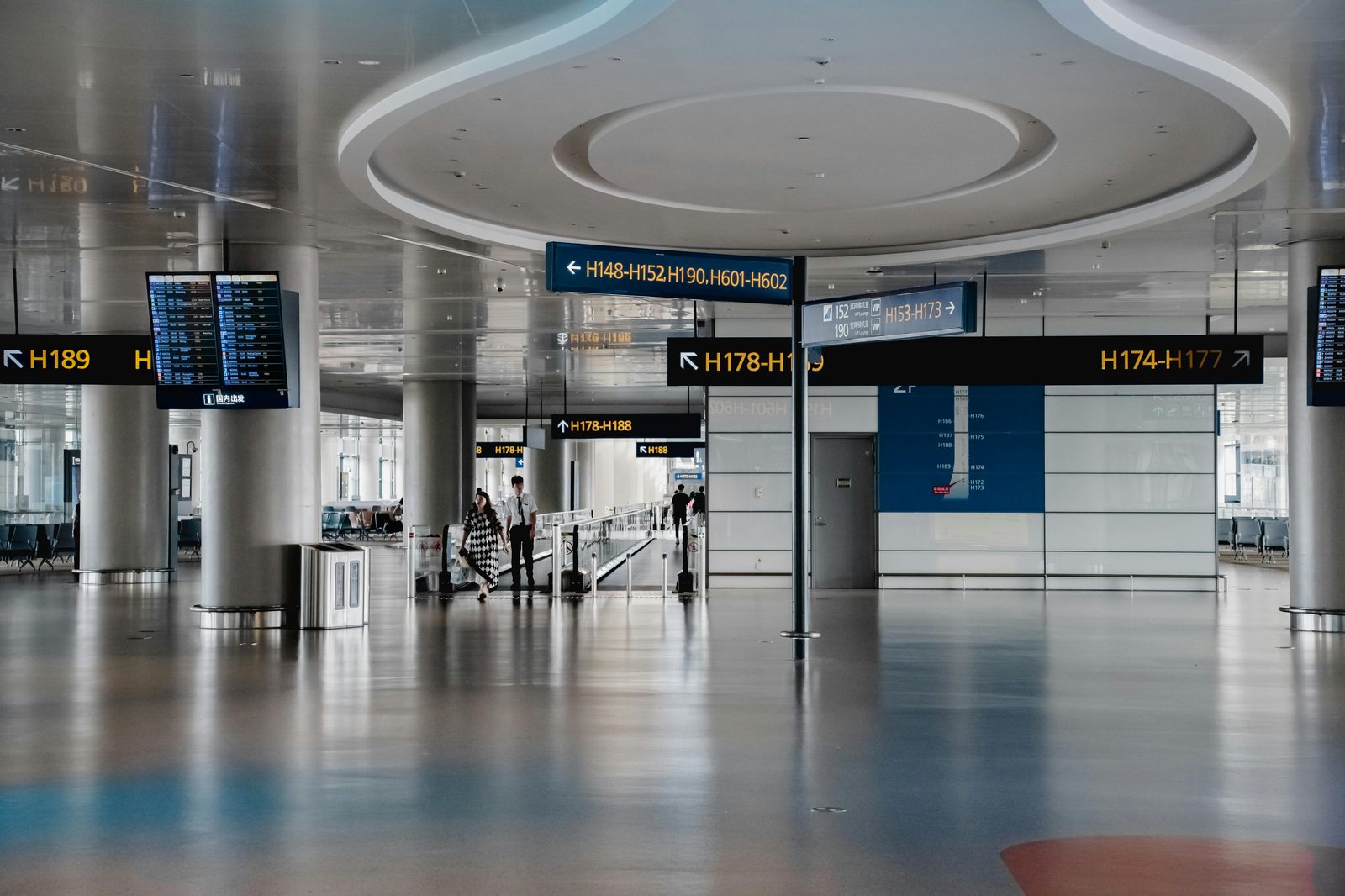 Modern metro station at airport — the M2 yellow line metro from Copenhagen Airport is fully driverless and runs every 4-6 min