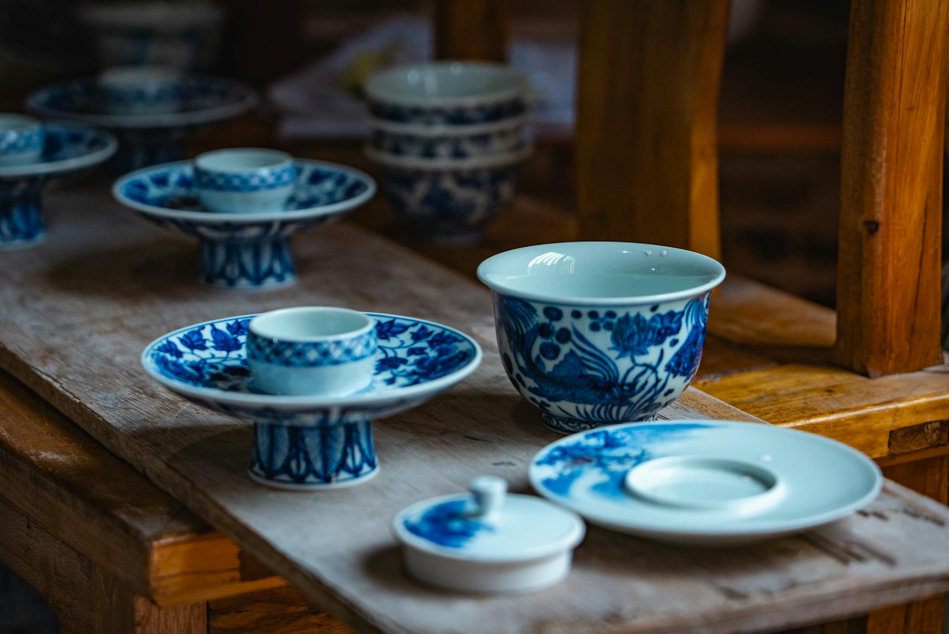 Royal Copenhagen-style blue porcelain