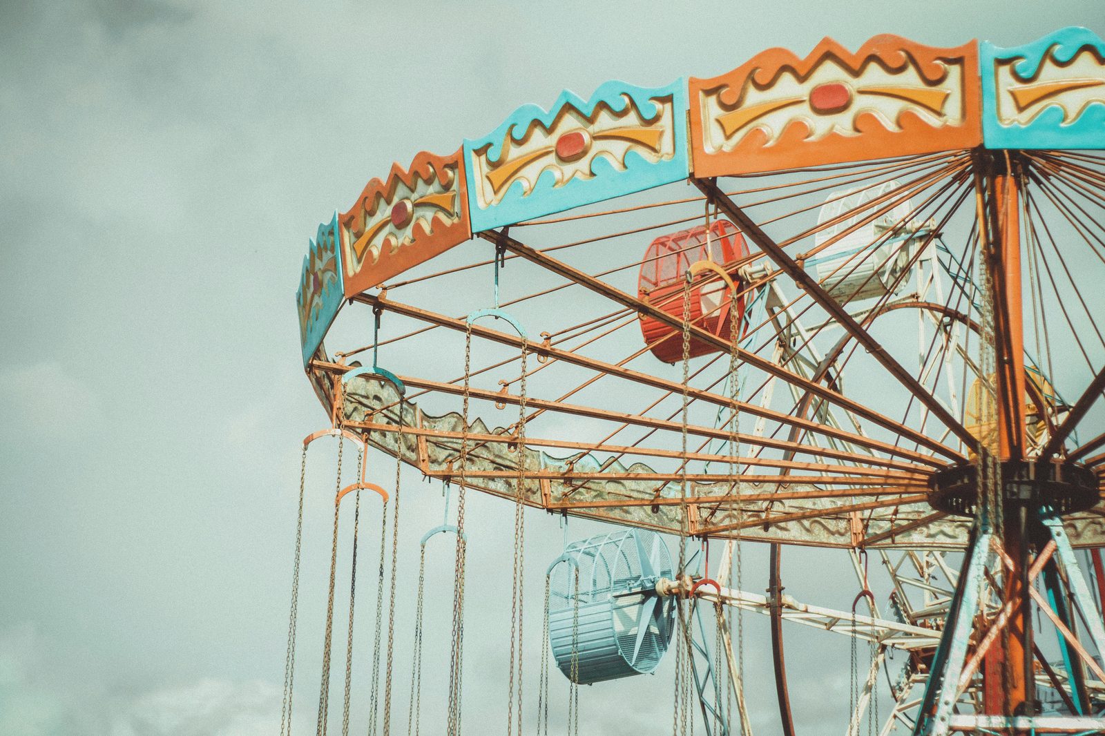 Vintage rides at Bakken amusement park in the Dyrehaven forest