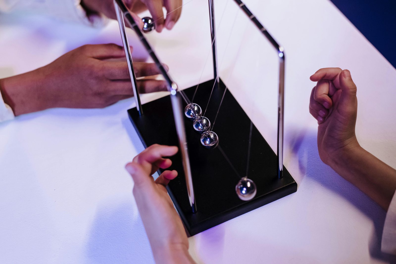 Physics playground with pendulums and gears at Experimentarium Copenhagen