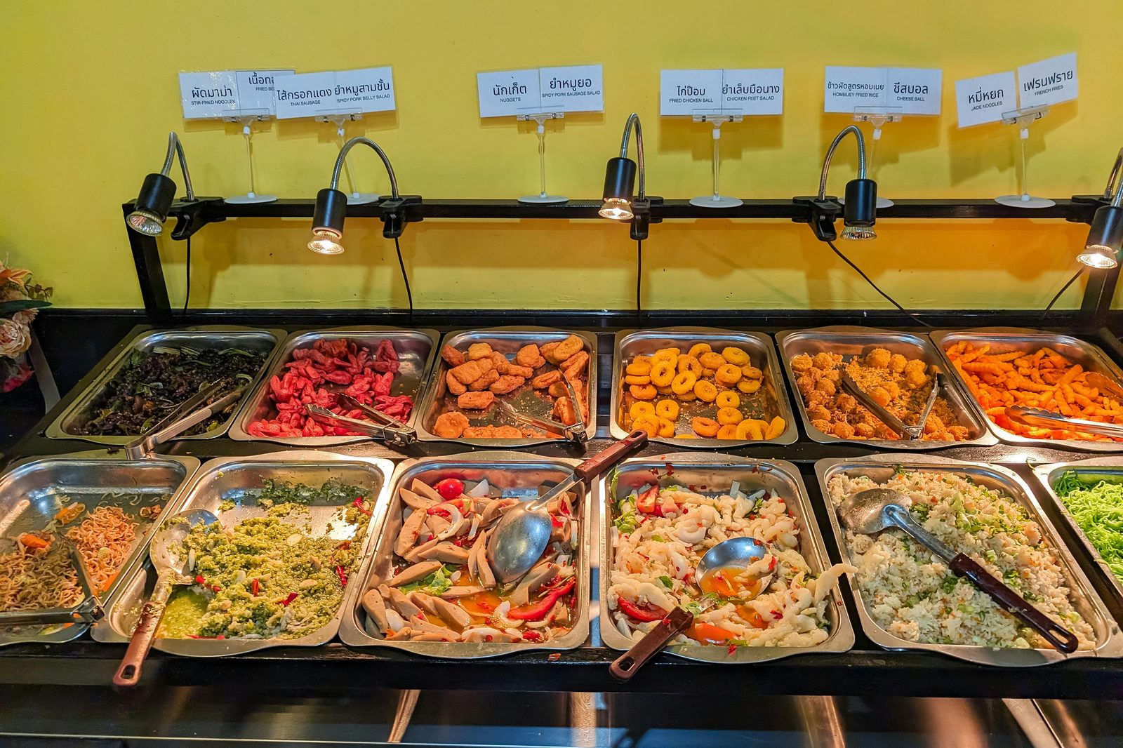 Varied casual food options at the Tivoli food halls in Copenhagen