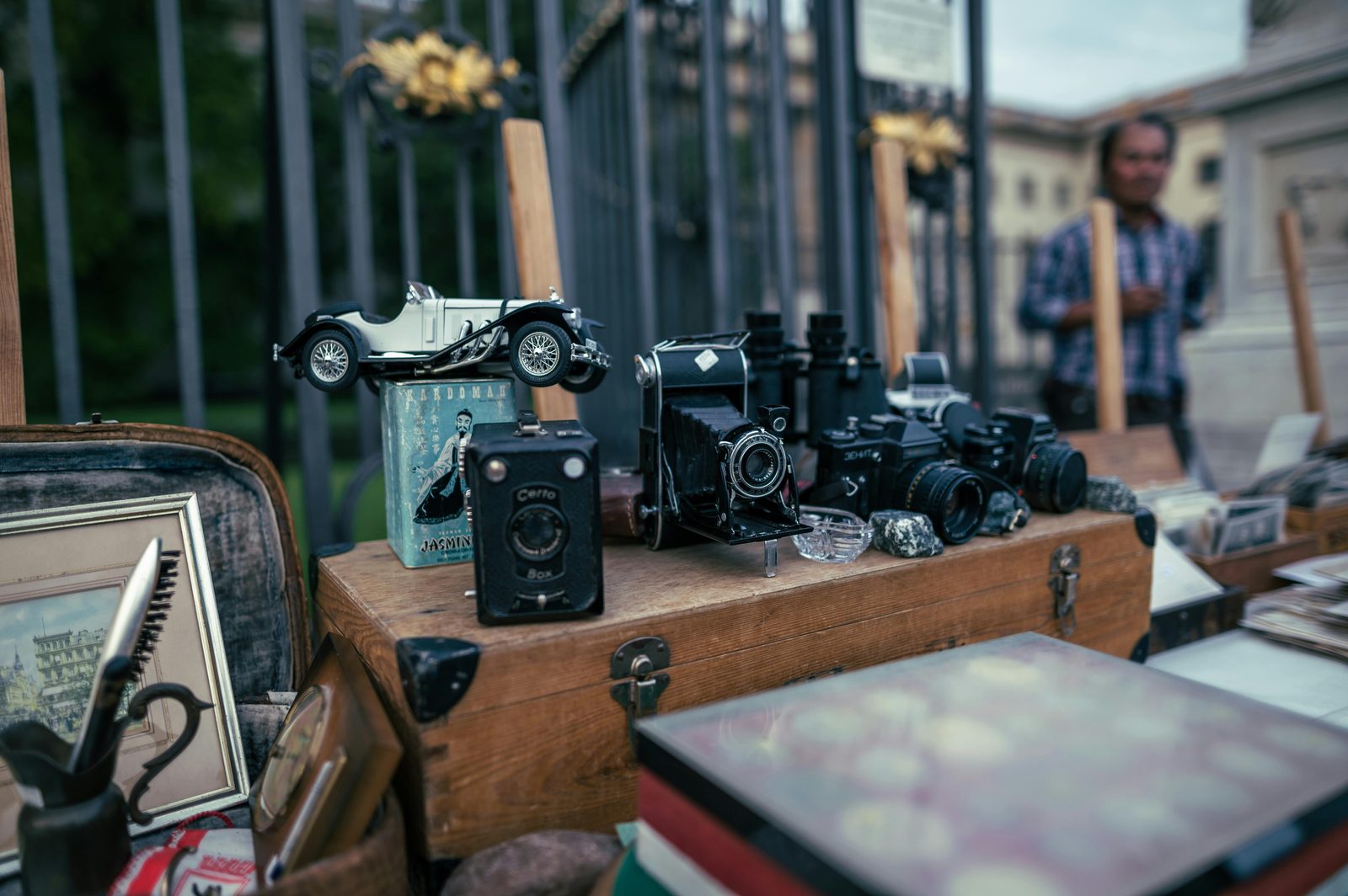 Weekend flea market stall in Nørrebro Copenhagen selling vintage finds