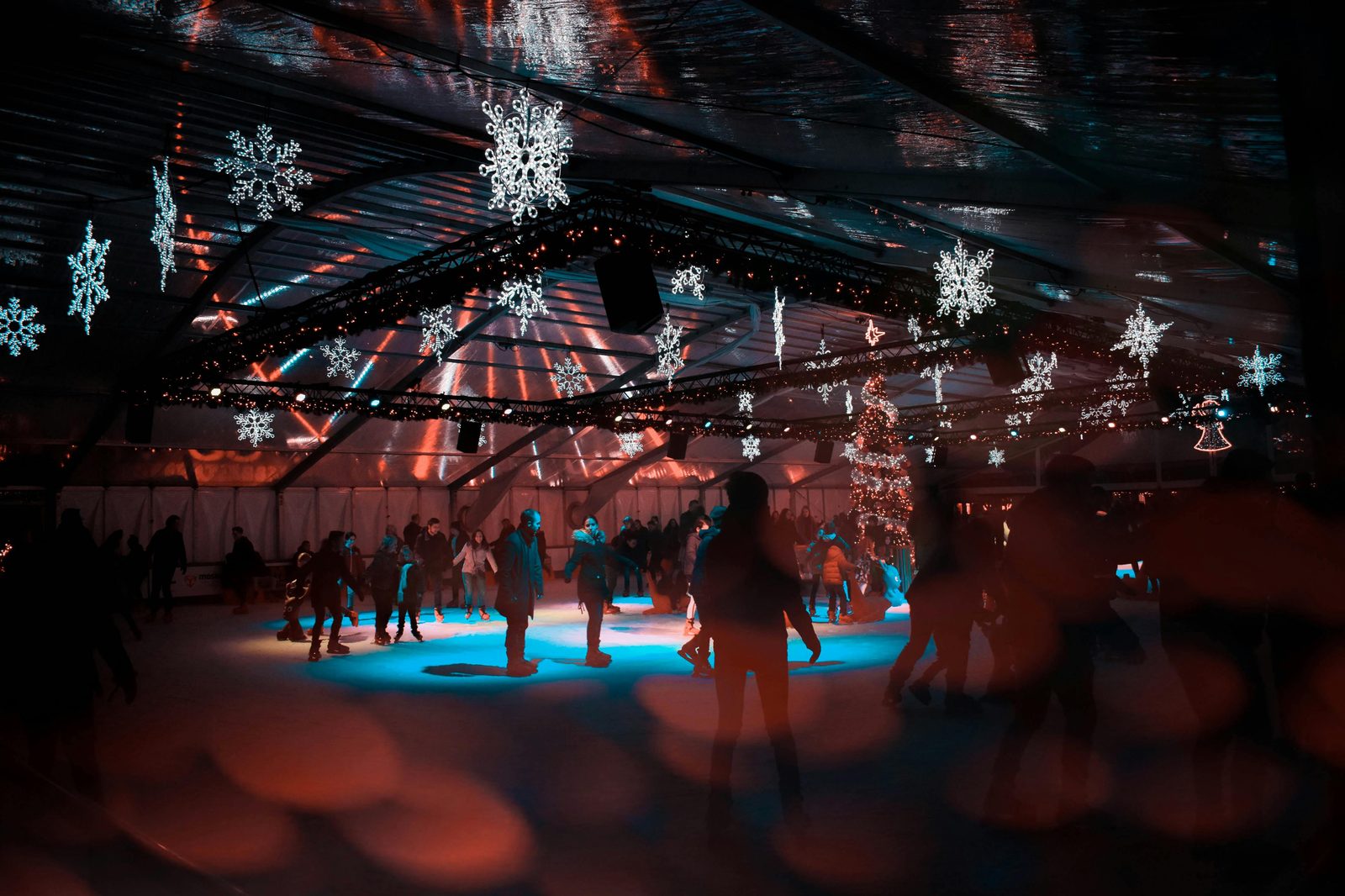 Outdoor ice skating rink beside a Copenhagen Christmas market