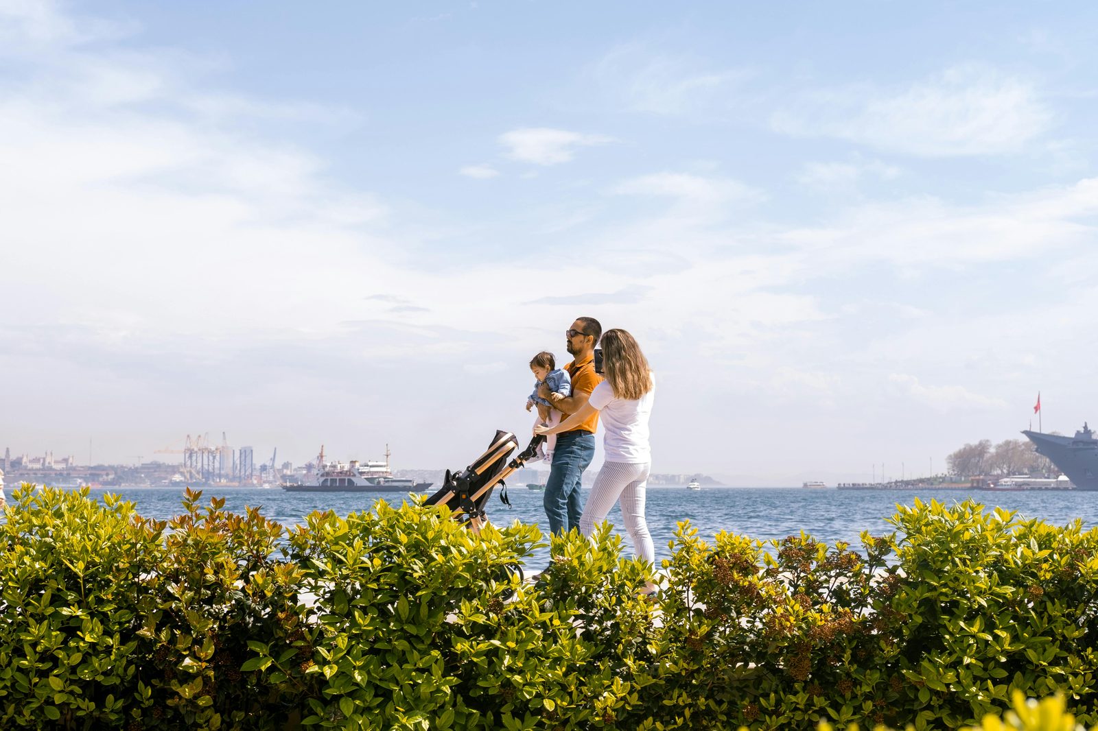 A paved waterfront promenade in Copenhagen ideal for stroller walks