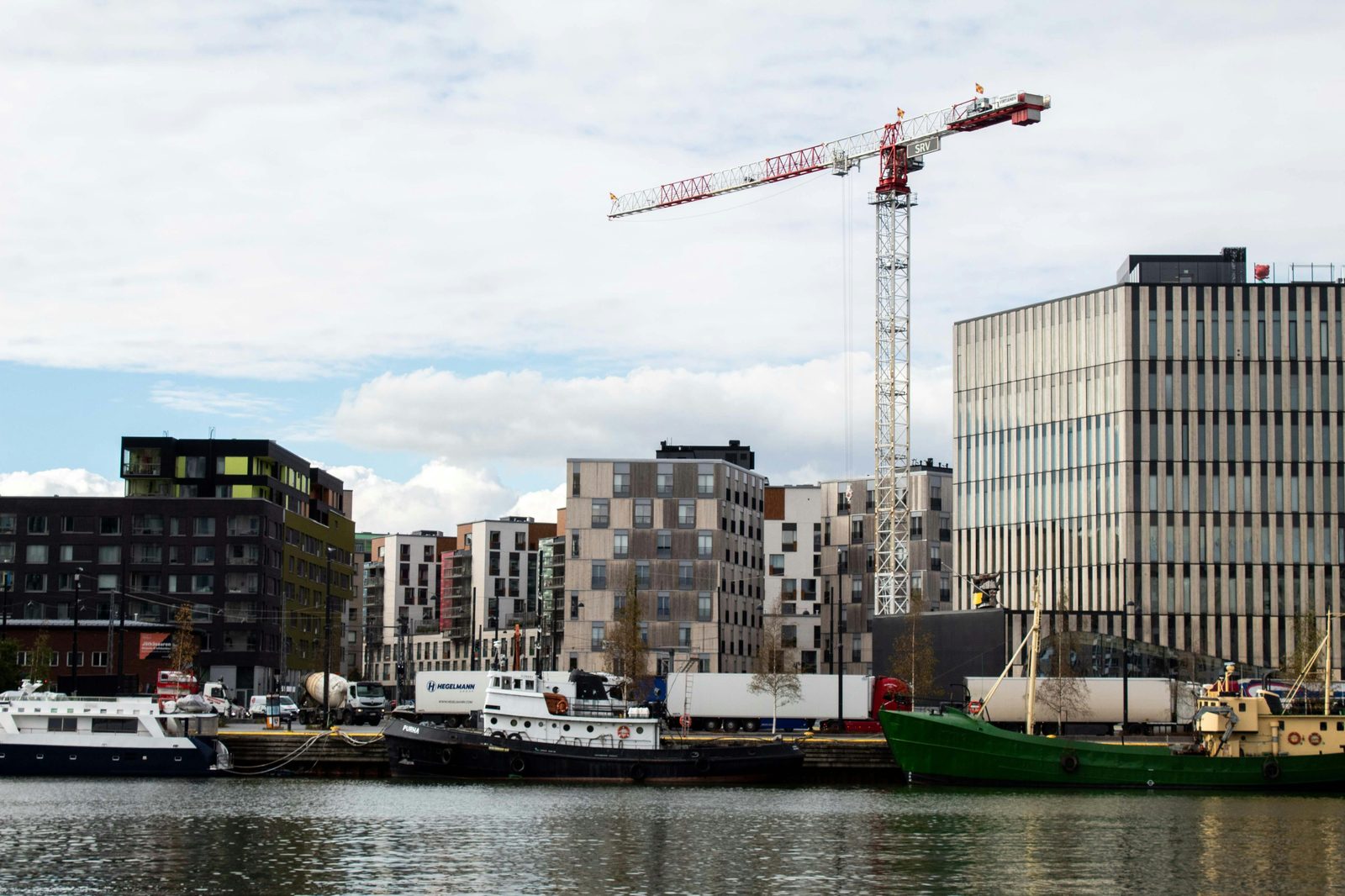 Modern residential building harbor — Sluseholmen is Sydhavn's iconic Dutch-canal-style residential district designed by ARKKI in 2008