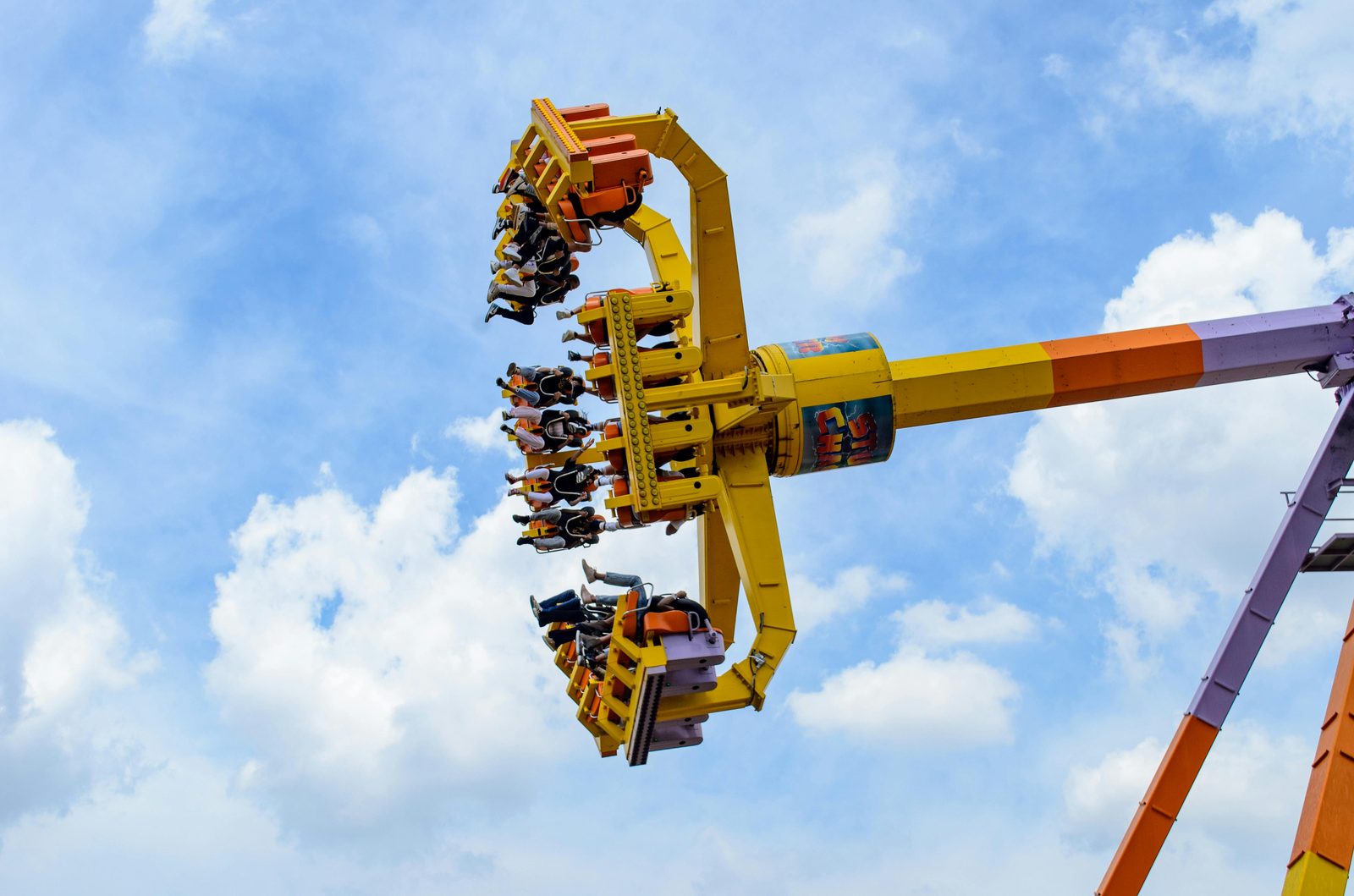 Teenagers on the extreme thrill rides at Tivoli Gardens Copenhagen