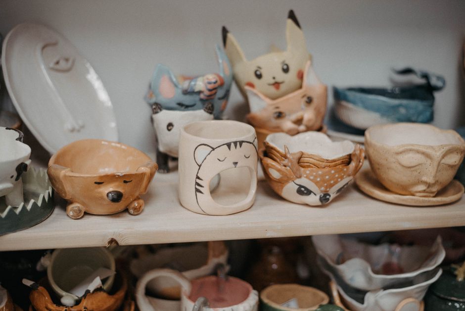 Contemporary Danish ceramics on display in a Copenhagen design shop