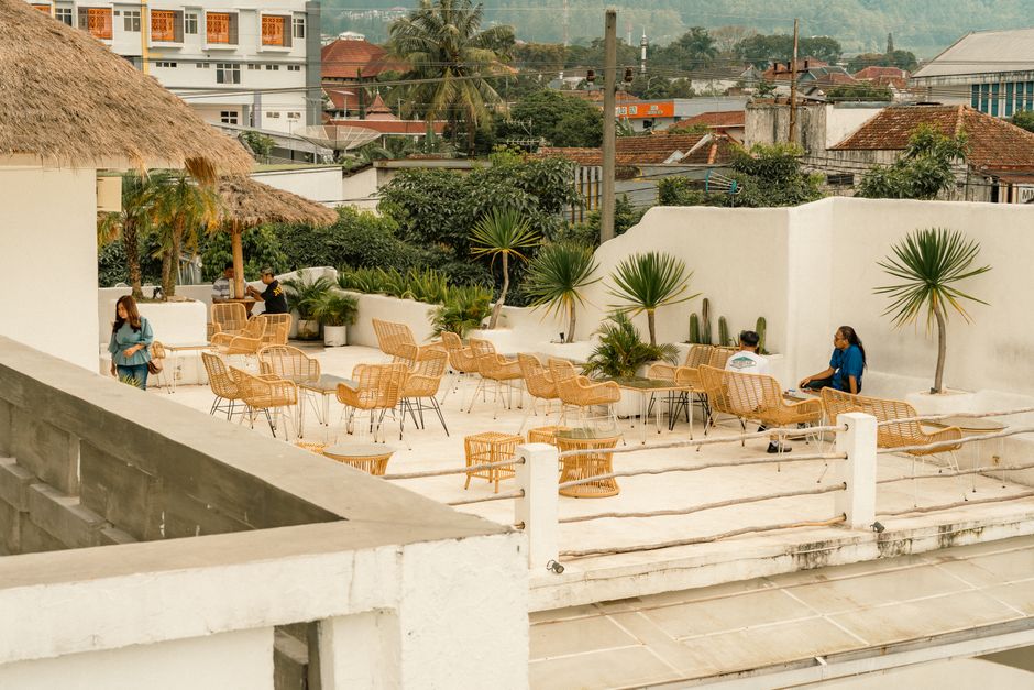 The free rooftop terrace at Illum with views over central Copenhagen