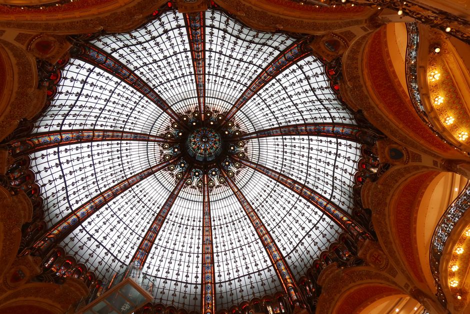 The grand glass-topped atrium inside Illum department store Copenhagen