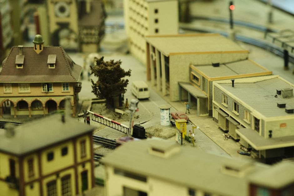 A brick-built model landmark inside the LEGO Store Copenhagen