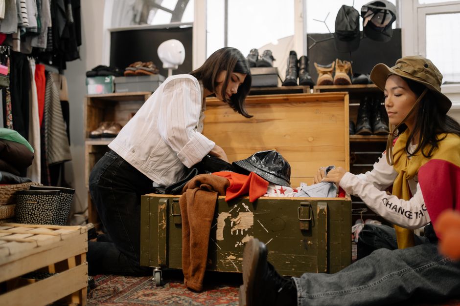 Charity genbrug shop with second-hand clothes in Copenhagen