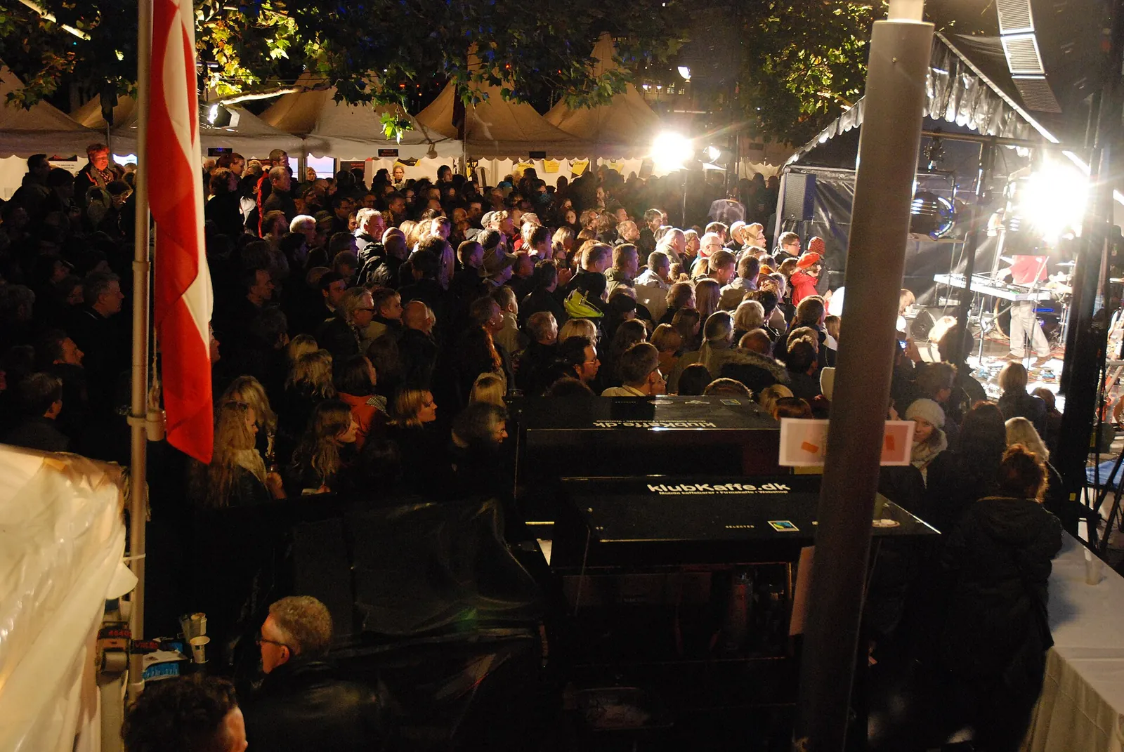 A crowd in front of an outdoor stage at night during Culture Night in Copenhagen