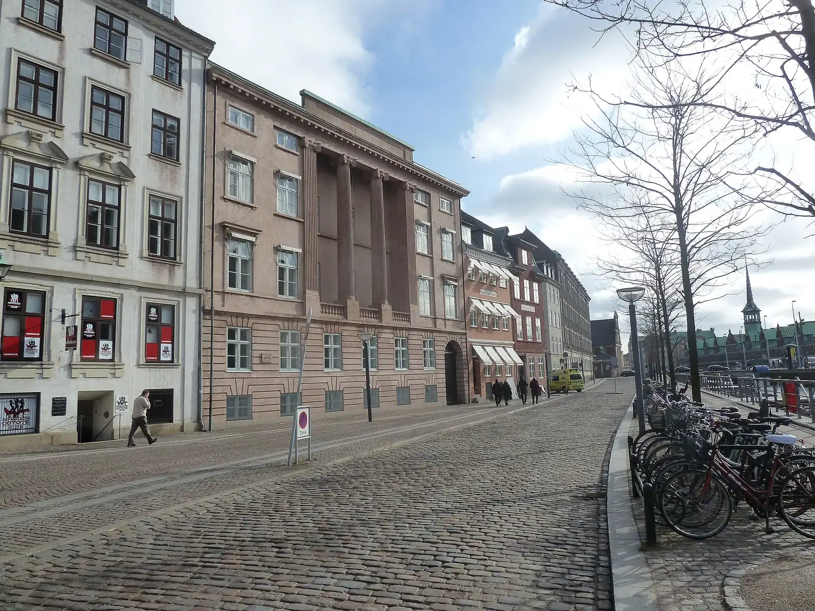 The cobbled Ved Stranden street beside the canal in central Copenhagen